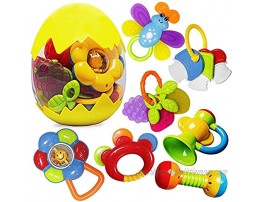 Rattle Teether Set Baby Toys Happytime 13Pcs Shake Rattle Teethers Early Education Toys for Newborn Infant with Surprise Egg for 3 6 9 12 18Month