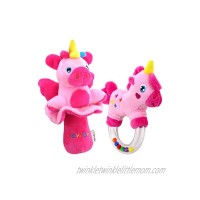 teytoy 2pcs Soft Baby Rattles Pink Horse & Angel Pig Baby Girl Toy 3 6 9 12 Month Baby Shower