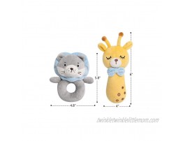 TILLYOU 2 PCS Soft Baby Rattle for Newborns Plush Stuffed Animal Rattle Rattle Shaker Set for Infants Shower Gifts for Girls Boys Shaker & Teether Toys for 3 6 9 12 Months Lion Giraffe