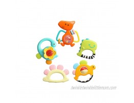 TINOTEEN Baby Rattles Toys Set 5Pcs Teether Shaker Grab Spin Rattle Toy for 3 6 9 12 18 Month Babies Infant Newborn