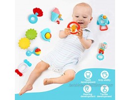 Vanmor Baby Rattles Teether Toys 10 Pcs Infant Rattles Set with Babies Teether Shaker Grasping Grab Toy Spin Shaking Bell Early Educational Toy Gift for 3 6 9 12 Month Newborn Girls Boys
