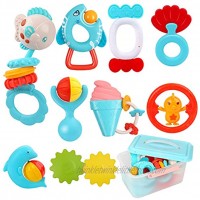 Vanmor Baby Rattles Teether Toys 10 Pcs Infant Rattles Set with Babies Teether Shaker Grasping Grab Toy Spin Shaking Bell Early Educational Toy Gift for 3 6 9 12 Month Newborn Girls Boys