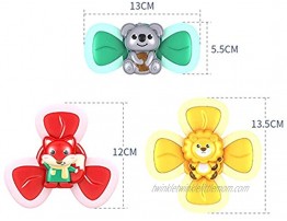 Abendedian Baby Child Bath Suction Cup Spinning Tops Toy Animal Turntable Spinning Windmill Stress Relief Frisbee Creative Educational Toys 3Pcs-Fox Lion Bear