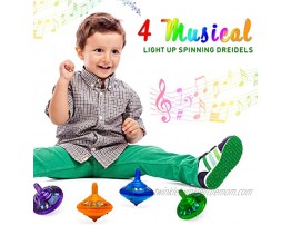 Aviv Judaica Musical Light Up Dreidel Set Hanukkah Spinning Tops Plays 2 Classic Hanukkah Songs Assorted Colors 4 Pack