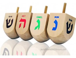Hanukkah Dreidel 4 Extra Large Wooden Dreidels Hand Painted Includes Game Instruction Cards! 4-Pack XL Dreidels