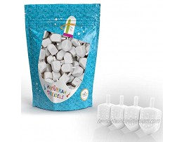 Hanukkah Dreidels Multi-Color Plastic Chanukah Draydels with English Transliteration Includes Dreidel Game Instructions on Bag White 30-Pack