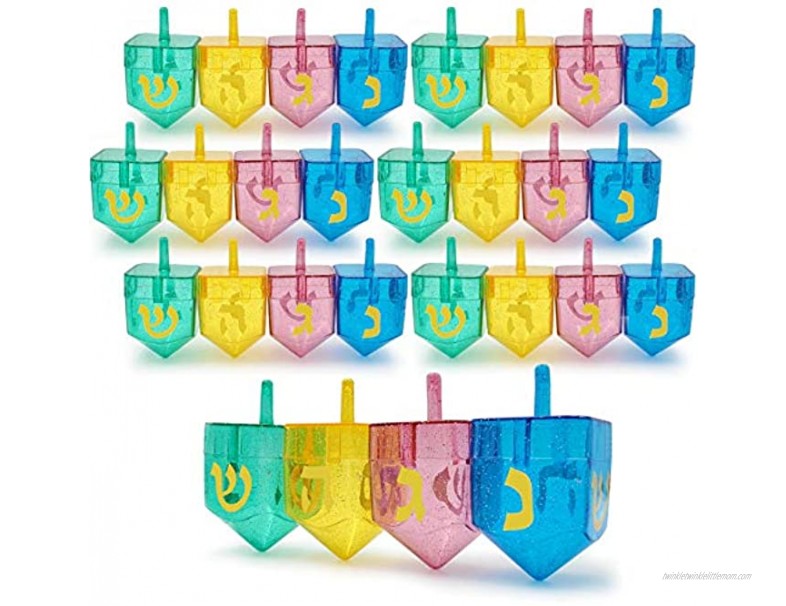 Hanukkah Fillable Dreidel Assorted Colors Can Be Filled with Hanukkah Gelt Or Hanukkah Chocolate 24-Pack