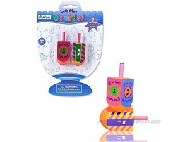 Let's Play Dreidel The Hanukkah Game 2 Multi Colored Extra Large Hand Painted Wood Dreidels Instructions Included