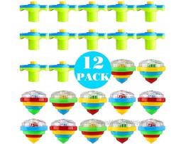 PROLOSO 12 Pack LED Light Up Spinning Tops for Kids Glow in The Dark Spin Toys Flashing Gyro Peg Tops for Kids Party Favors Gifts