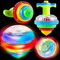 PROLOSO 12 Pack LED Light Up Spinning Tops for Kids Glow in The Dark Spin Toys Flashing Gyro Peg Tops for Kids Party Favors Gifts