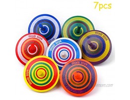 Wooden Spinning Tops for Toddlers Colorful Wooden Educational Toy Novelty Wooden Gyroscopes Multicolored Painted for Kids Educational Toys Suitable for Family Games. 7 pcs wooden spinning tops