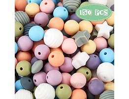 150 Pieces Silicone Beads DIY Necklace Bracelet Beads Threaded Star Abacus 12 mm Silicone Beads Accessory Kit for Nursing Necklace Accessories Handmade Crafts Bracelet Jewelry Mix Color