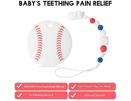 AmazingM Baby Sport Teething Toys,Food Grade Silicone Teether Toy with Pacifier Clip Holder,BPA Free,Freezer Safe,Teething Egg for Infants and Toddlers Baseball