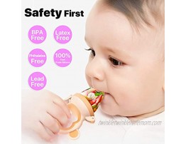 Baby Food Feeder Fruit Feeder Pacifier 2 Pack Silicone Fresh Food Feeder with 6 Replaceable Silicone Teething Pacifiers Infant Teething Toy Teether Ideal Teething & First Baby Feeding by MICHEF