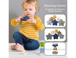 Baby Stacking Toys Silicone Rings Stackers Teething Teether Toys Building Blocks Tower for Boys Girls 6+ Months Early Educational Learning Set of 6 PCS Star Shape