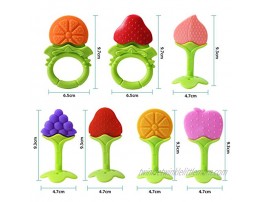 Baby Teether Toys Silicone Teething Toys Fruit Shape Infants Newborn Babies and Toddlers Silicone Teether Toys Set Soothe and Massage Gums 7 Pieces