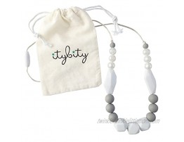 Baby Teething Necklace for Mom Silicone Teething Beads 100% BPA Free Pearl White Gray White