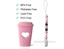 Baby Teething Toys Coffee Cup Teether with Pacifier Clip Holder Kit for Newborn Infants BPA Free Silicone for Boy Girl by Pandamelon Pink
