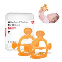 Baby Teething Toys for 0-6 and 6-12 Months Teethers 2 Packs for Infants BPA-Free Non-Toxic Silicone Adjustable Wristband Chewing Toy