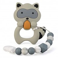 Baby Teething Toys for Babies 3-18Months BPA Free Silicone Teethers for Babies with Pacifier Clip Cute and Effective Pain Relief Raccoo for Stylish Boy or Girl Christmas Gift