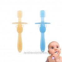 Bilibaby 2Pcs Pack Baby Toddler Teethers,Soft Bristles,360 Training Toothbrushes,Silicone Teething Toys Pacifier,Gum Massagers for Newborn,Infant