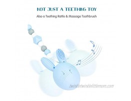 Bunny Eggy Teether Baby Teething Rattle Toy Toothbrush Gum Massager Sensory Development Toy 100% Food Grade Silicone Safe Soft for Teething Babies Infants Boys and Girls Blue