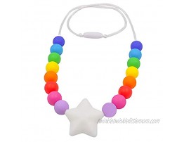 Chew Necklace for Sensory Kids Silicone Star Chewy Jewelry for Boys Girls with Autism ADHD SPD Oral Motor Baby Nursing Chewing Toy Reduce Teething Biting Fidgeting White Star