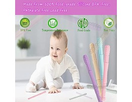 Hollow Teether Tubes Honboom 5 Packs Soft Silicone Teething Tubes Baby Soothing Teether Toy Chew Straw Toy for Babies 0-12 Months with a Cleaning Brush Dishwasher Safe 6.6in