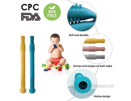 Hollow Teether Tubes Silicone Baby Teething Tube Toys Chew Straws Toy for Babies Molars with a Cleaning Brush BPA Free Freezable 4Pack，Infants 0-6.6-12 Months
