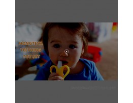 HONGTEYA Teething Toys for Babies 0- 6 Months 6-12 Months 6 Pack- 4 Teethers for Babies Baby 2 Fruit Feeders for Newborn Infants BPA Free Natural Organic Freezer Silicone Baby Teethers SetBlue