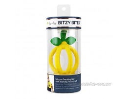 Itzy Ritzy Teething Ball & Training Toothbrush – Silicone BPA-Free Bitzy Biter Lemon-Shaped Teething Ball Featuring Multiple Textures to Soothe Gums and an Easy-to-Hold Design Lemon