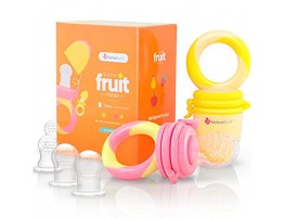 NatureBond Baby Food Feeder Fruit Feeder Pacifier 2 Pack Infant Teething Toy Teether | Includes Additional Silicone Sacs