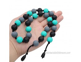 Sensory Chew Necklace for Boys and Kids Silicone Toddler Teething Necklace for Autism ADHD Baby Nursing Oral Motor Chewing Beads Necklaces Adult Anxiety Chewy Toys Aqua