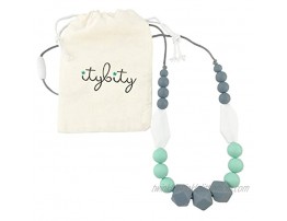 The Original Baby Teething Necklace for Mom Silicone Teething Beads 100% BPA Free Gray Mint White Gray