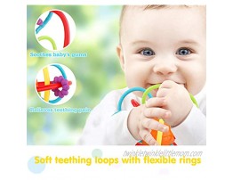 Zooawa Baby Teething Toys Soft and Soothing Sensory Infant Toy Honey Comb Ball Rattle Teether Toy BPA-Free Easy to Hold for Infants and Toddlers All Ages Colorful