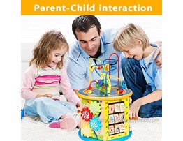BATTOP Activity Cube Toys for Kids Wooden 8-in-1 Activity Blocks Educational Bead Maze Toys Boys Girls Activity Center Large