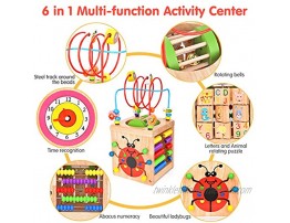BATTOP Activity Cube Toys Wooden Bead Maze Deluxe Multi-Function Educational Toy 3 Year Old Toy for Toddlers 6 in 1