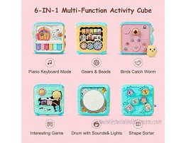 Rabing Baby Activity Cube Toys Kids Learning Musical Math Toy Play Cube for Infants & Toddlers Teaches Cognitive & Motor Skills with Music Shapes Gears & More