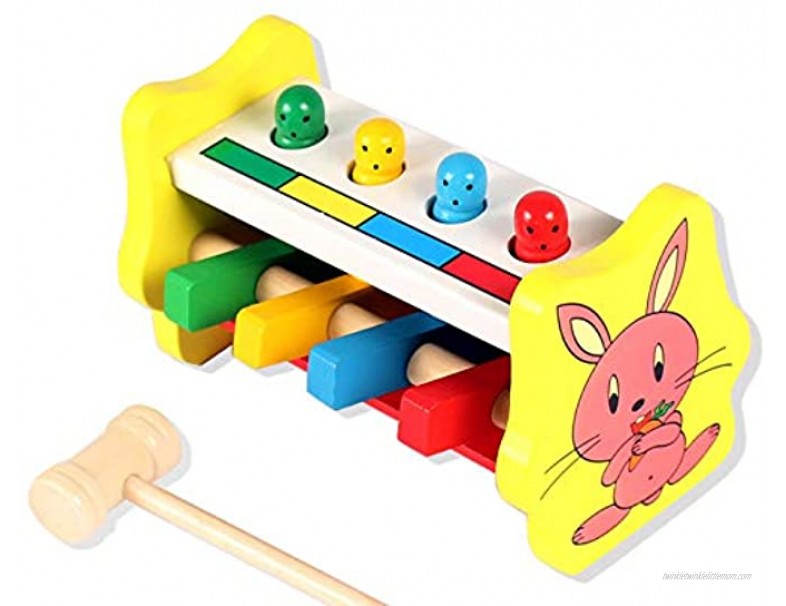 Alikeke Deluxe Pounding Bench Wooden Toy Wooden with Mallet Early Development Toy,Parent-Child Interaction Toy