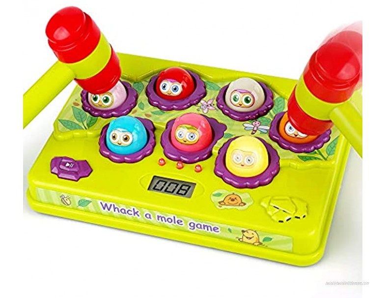 BAODLON Interactive Pound a Mole Game Toddler Toys Light-Up Musical Pounding Toy Early Developmental Toy Fun Gift for Age 2 3 4 5 Years Old Kids Boys Girls 2 Soft Hammers Included