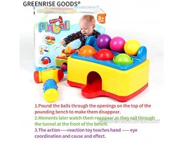 GREENRISE GOODS Pound a Ball Game Set w Hammer & 6 Colorful Balls – Fun Baby Toy Playset for Educational Play and Skill Development – Baby Pinball Popper Game with Lights and Sounds