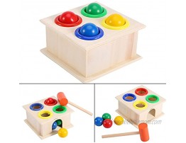 Kids Toy Hammer and 4-Ball Wooden Play Set Learn Colors Counting Wooden Hammer Balls Pounding and Hammering Toy