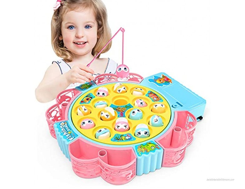 NARRIO Rotating Fishing Game Toys with Music for Kids-Funny Gifts for Birthday
