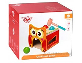 Tooky Toy- Junior Owl Hammer Bench TKF082 Wood Multi-Coloured