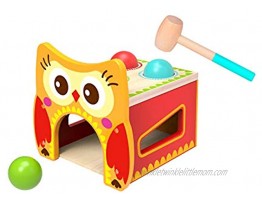 Tooky Toy- Junior Owl Hammer Bench TKF082 Wood Multi-Coloured