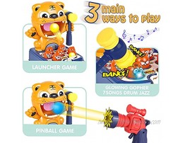 Toys for 3 4 5 6 7 8 Year Old Boy Girl Whack A Mole & Tiger Shooting Games 3 in 1 Interactive Educational Hammering Pounding Toys for kindergarten Learning Toddler Games Children Birthday Gifts
