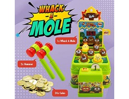 Whack A Mole Game for Kids Dual Mode Mini Electronic Arcade Game Toy with Trial and Coin Mode Interactive Pounding Toy Playset with 2 Hammers Developmental Game for Toddlers Ages 3 and Up