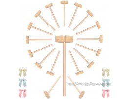Wooden Hammer for Chocolate 18pcs Breakable Heart Hammer with 6pcs Bowknots Natural Wood Mallets for Chocolate Mini Wooden Crab Seafood Shellfish Mallet Crafts Pounding Toy Mallets for Kids