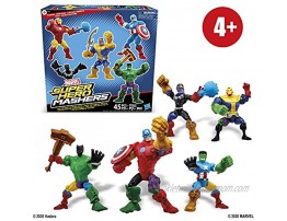 Hasbro Marvel Super Hero Mashers Battle Mash Collection Pack Includes Iron Man Black Panther Thanos Hulk and Captain America 6-inch Figures Exclusive