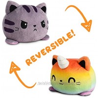 TeeTurtle | The Original Reversible Kittencorn Plushie | Patented Design | Tabby & Rainbow | Show Your Mood Without Saying a Word!